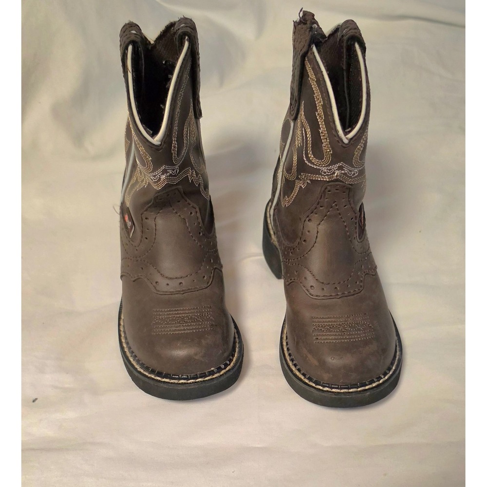 Justin Gypsy Kids Brown Leather Western Cowboy Boots Size 9D 9909C